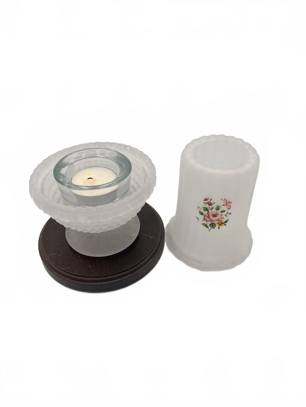 Vintage Frosted Glass Fairy Lamp Floral Hobnail Candle Light Cottagecore - Picture 3 of 4